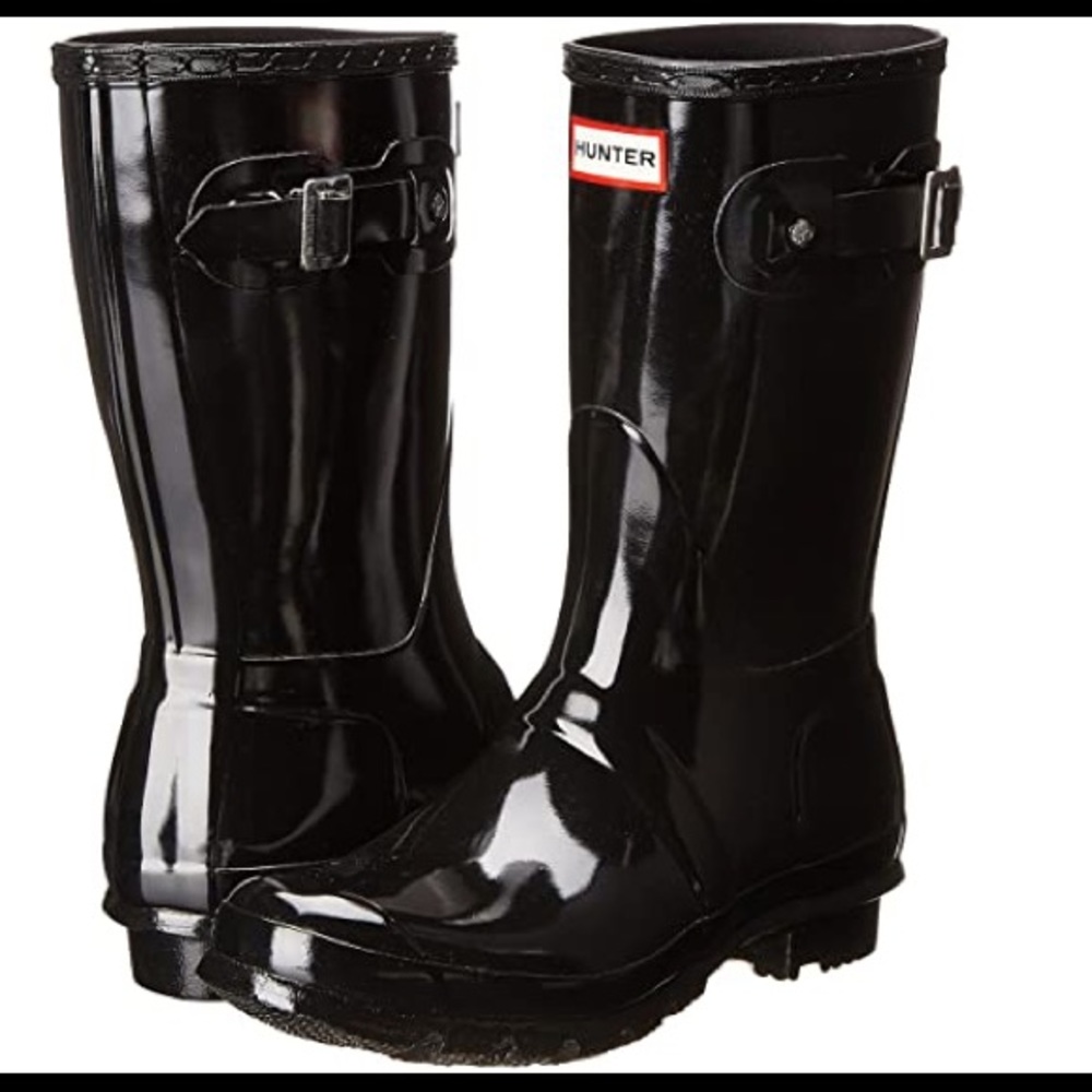 Short Gloss Black Hunter Boots